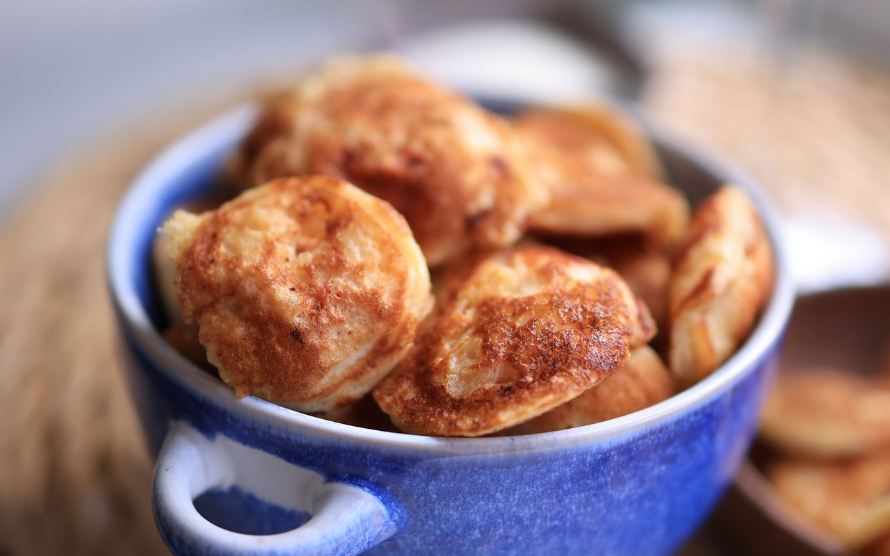 Small round Turkish spoon pancakes browned on both sides