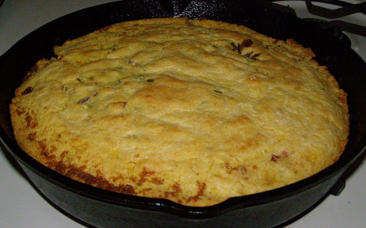 Square slices of golden Turkish cornmeal bread